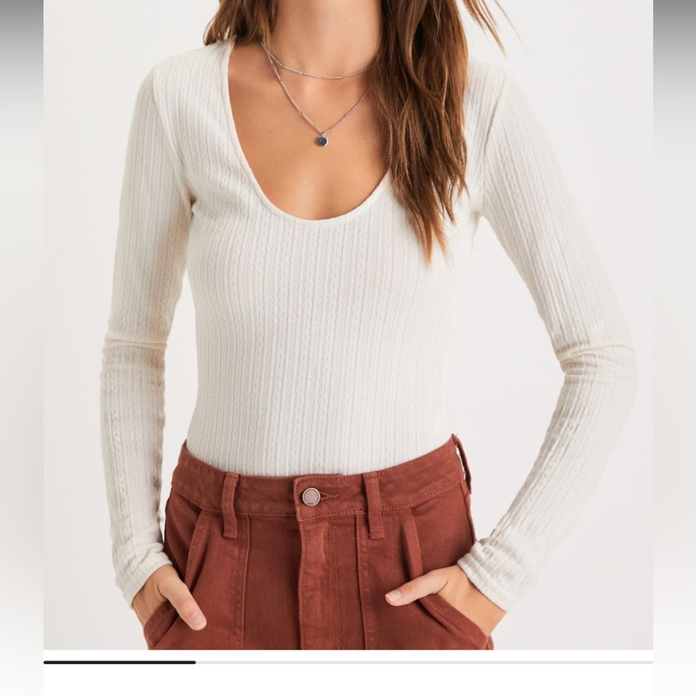 Lulus Ivory Long sleeve Scoop Neck